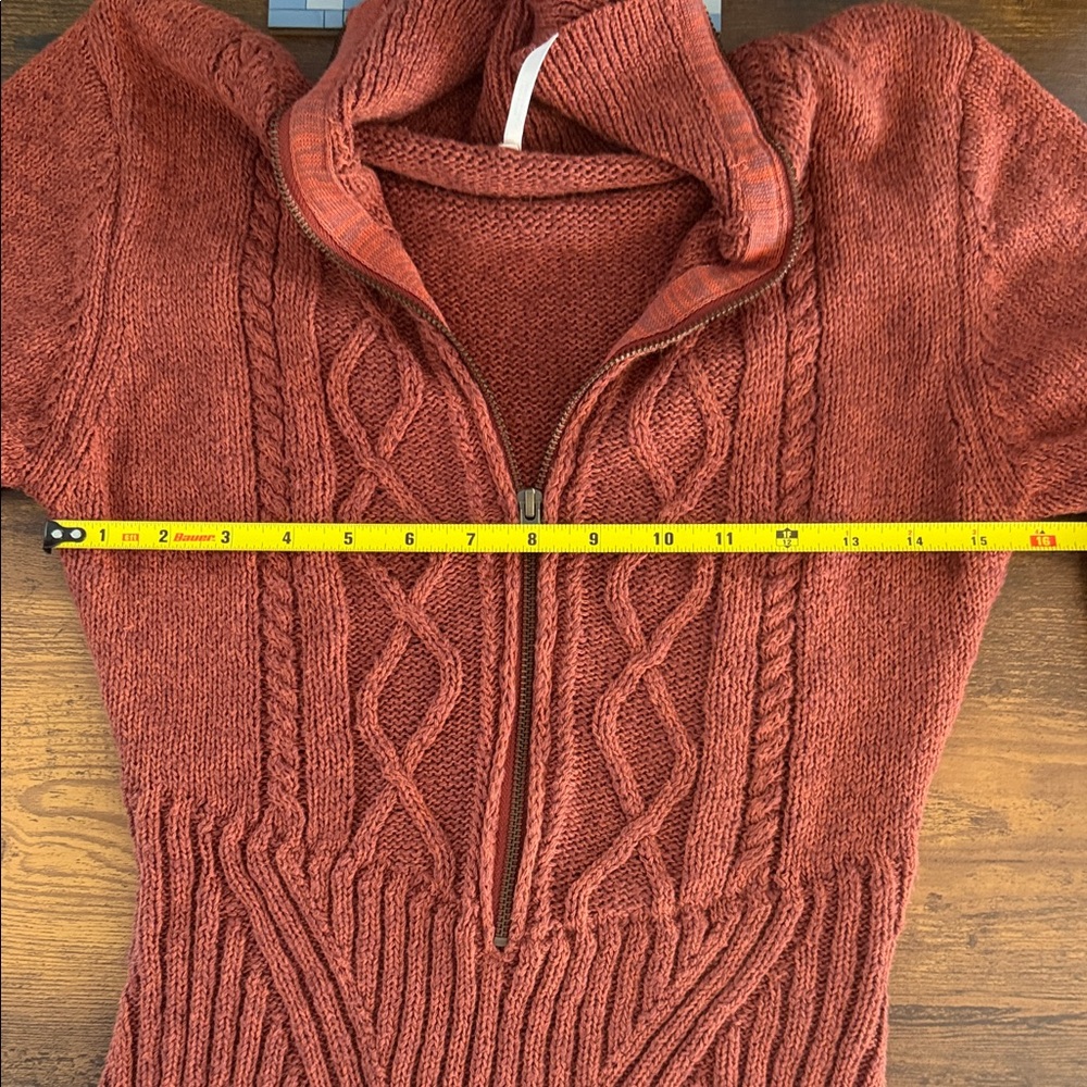 Free People Rust Cable-Knit Zip-Front Sweater Dress - Picture 4 of 4